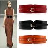 Waistband Female Vintage Genuine Leather Belt Buckles 100% Cowskin Wide Belt For Women High Quality Ceinture Femme Elastic Red