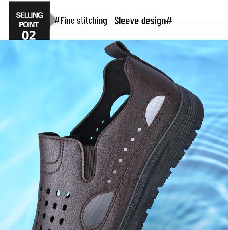 2025 Summer Men's Breathable Casual Beach Sandals - Hollow-out Outdoor Shoes