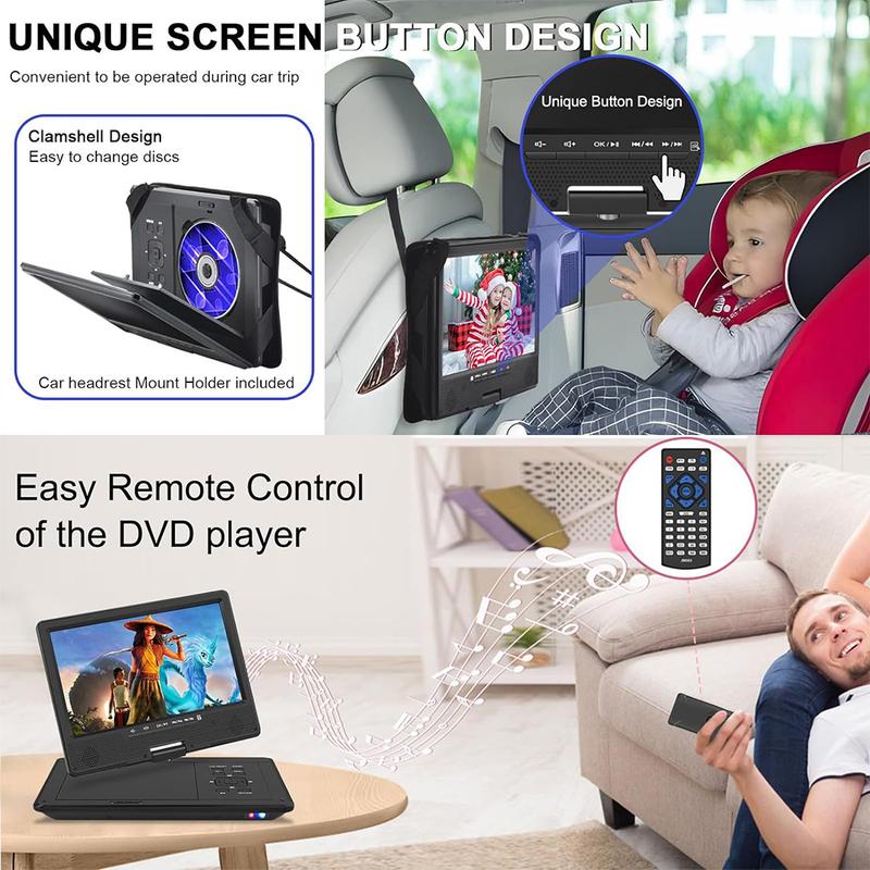 12,5-Zoll Mobiler DVD-Player High Definition Video Drahtloser Bluetooth-kompatibler Player Tragbarer Vollformat In-Car CD-Player