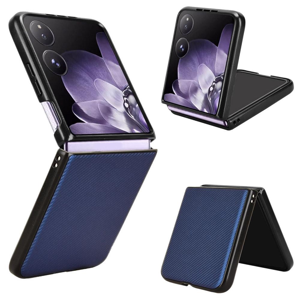 

Для Xiaomi Mix Flip 5G Чехол Текстура углеродного волокна Ударопрочный PU+PC Чехол для телефона Blue