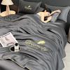 Class A Ice Silk Summer Quilt Set - Cooling, Water Washable, Embroidered, Air Conditioning Friendly, Thin Quilt for Naked Sleep