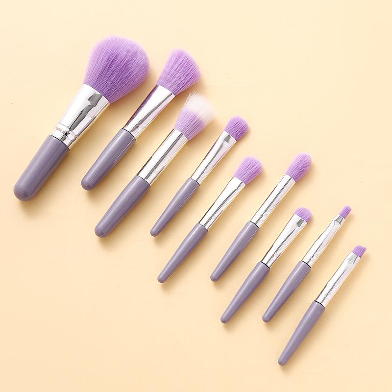 9-Piece Travel Makeup Brush Set with Pouch for Beginners - Includes Powder and Contour Brushes