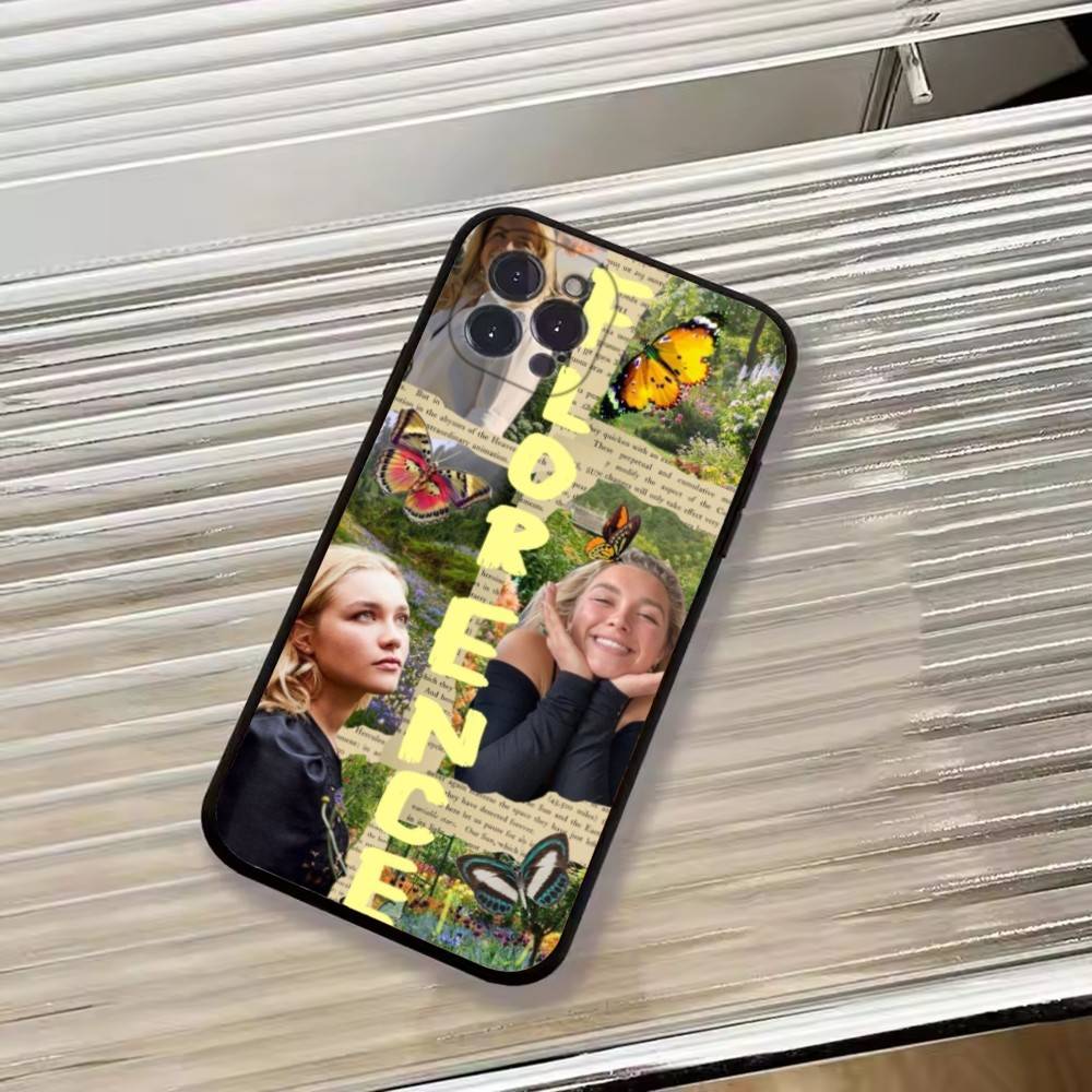 Actress F-Florence Pugh Phone Case For iPhone 17, 16,15,14,13,12,11 Plus,Pro Max, Others Soft Black Cover