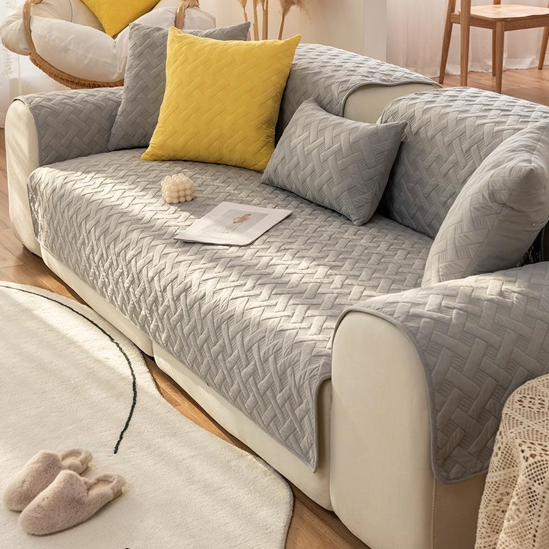 Sofa Cushion Four Seasons Universal Cotton Living Room Pure Cotton Simple Modern High-End Sofa Cover Cover Cloth Thickened