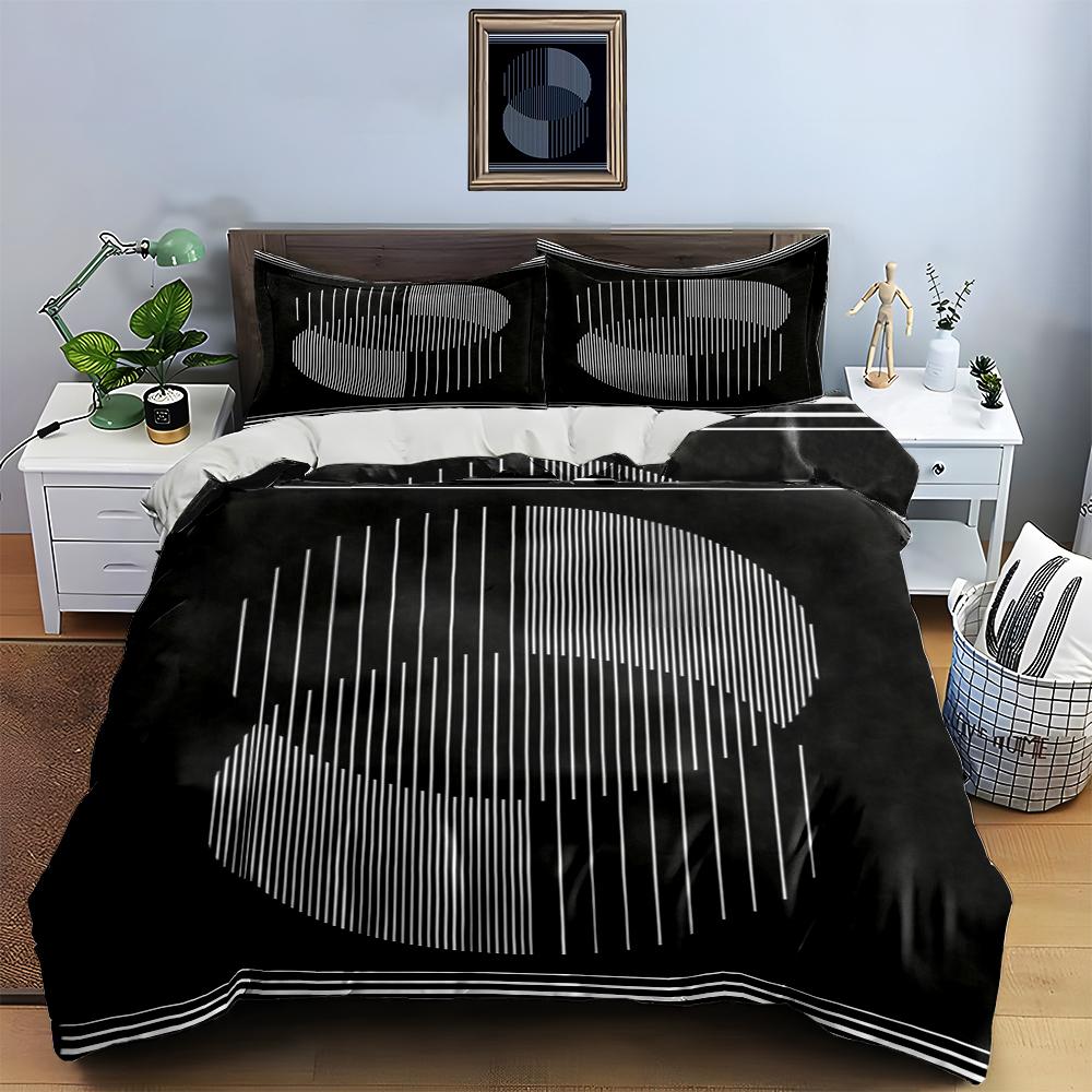 Striped abstract semicircles Bedding Duvet cover sets Duvet covers Pillowcases gifts (1 * Duvet Cover 2 * Pillowcases, without duvet insert)