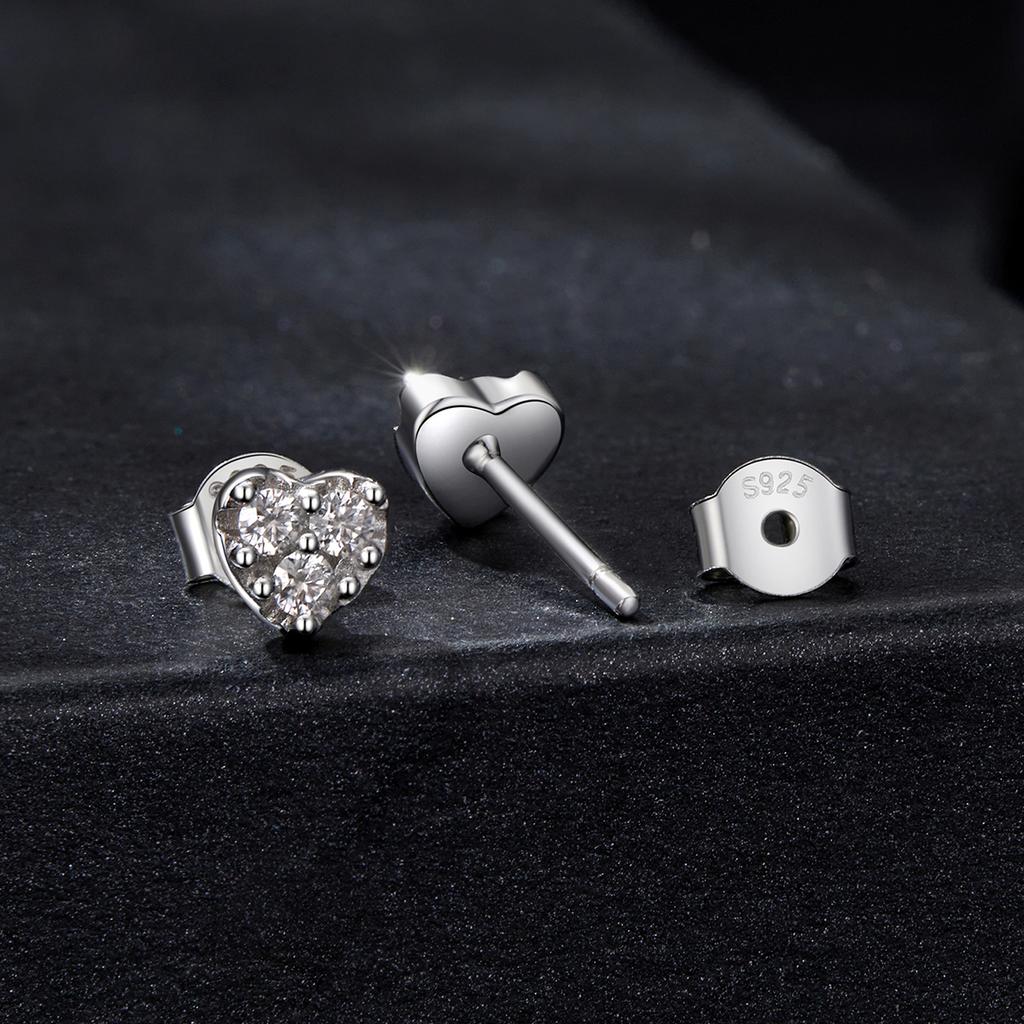 WOSTU Moissanite Mini Daisy Flower Clover Earrings 925 Silver Diamoind Cut Heart Round Wedding Studs Party Gift For Mom Daughter