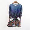 Women's Fashionable Printed Round Neck Long Sleeved Plush Warm Pullover Top