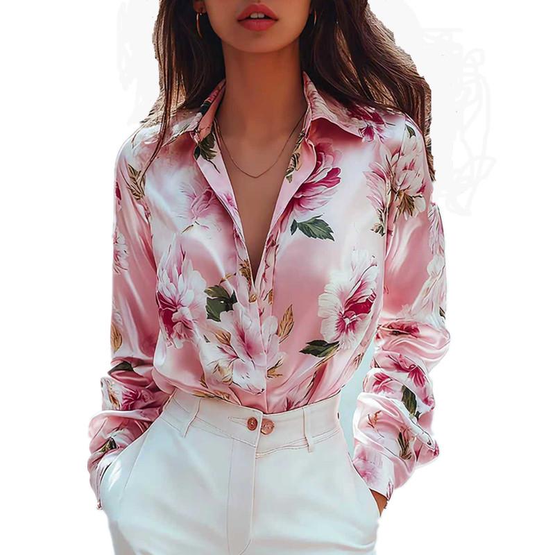 2025 European and American Printed Stand Collar Shirt Cardigan