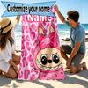 Asciugamano da Spiaggia Personalizzato con Nome e Stampa Labubu, per Viaggio Campeggio Festa in Spiaggia Decorazione per la Casa, Regalo di Compleanno per Famiglia e Amici