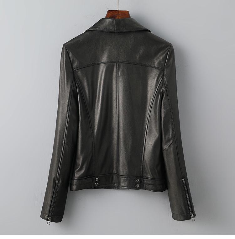 Women's Sheepskin Leather Motorcycle Jacket - Korean Style 2025 Spring/Autumn Outerwear