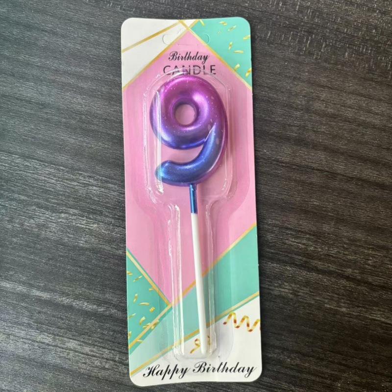 Ins Galaxy Gradient Digital Birthday Candle Ornament Pink Blue Purple Layout Party Cake Baking Plug-in Card