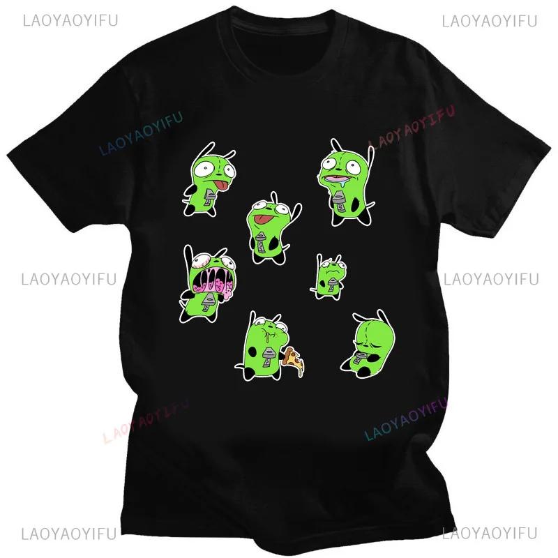 Lustiges Invader Zim Invader Gir Grafik T-Shirt Bild Männer Frauen Baumwolle Camisetas Cartoon Retro Baumwoll-Tees Liebliche Streetwear Oberteile