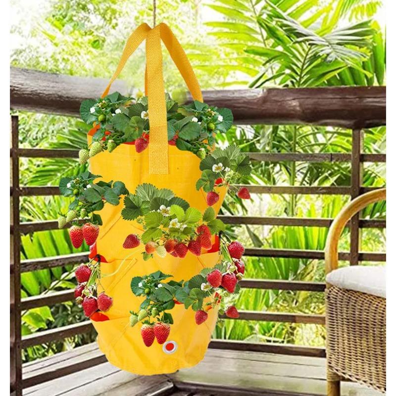 3/2/1PCS 3 Gallon Strawberry Planting Bag PE10 Mouth Flower Planter Pouch Color Hanging Fruit Plant Pot Gardening Seedling Hanging Bag