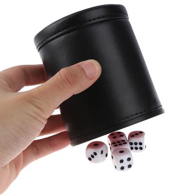 1ks černý/červený kožený košíček na kostky Plstěná podšívka Tichý šejkr pro hraní kostkové hry