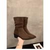 Huge Good-looking Thick Heel High Heel Medium Boots Children's New Autumn Western Pile Boots Short Boots Martin Boots