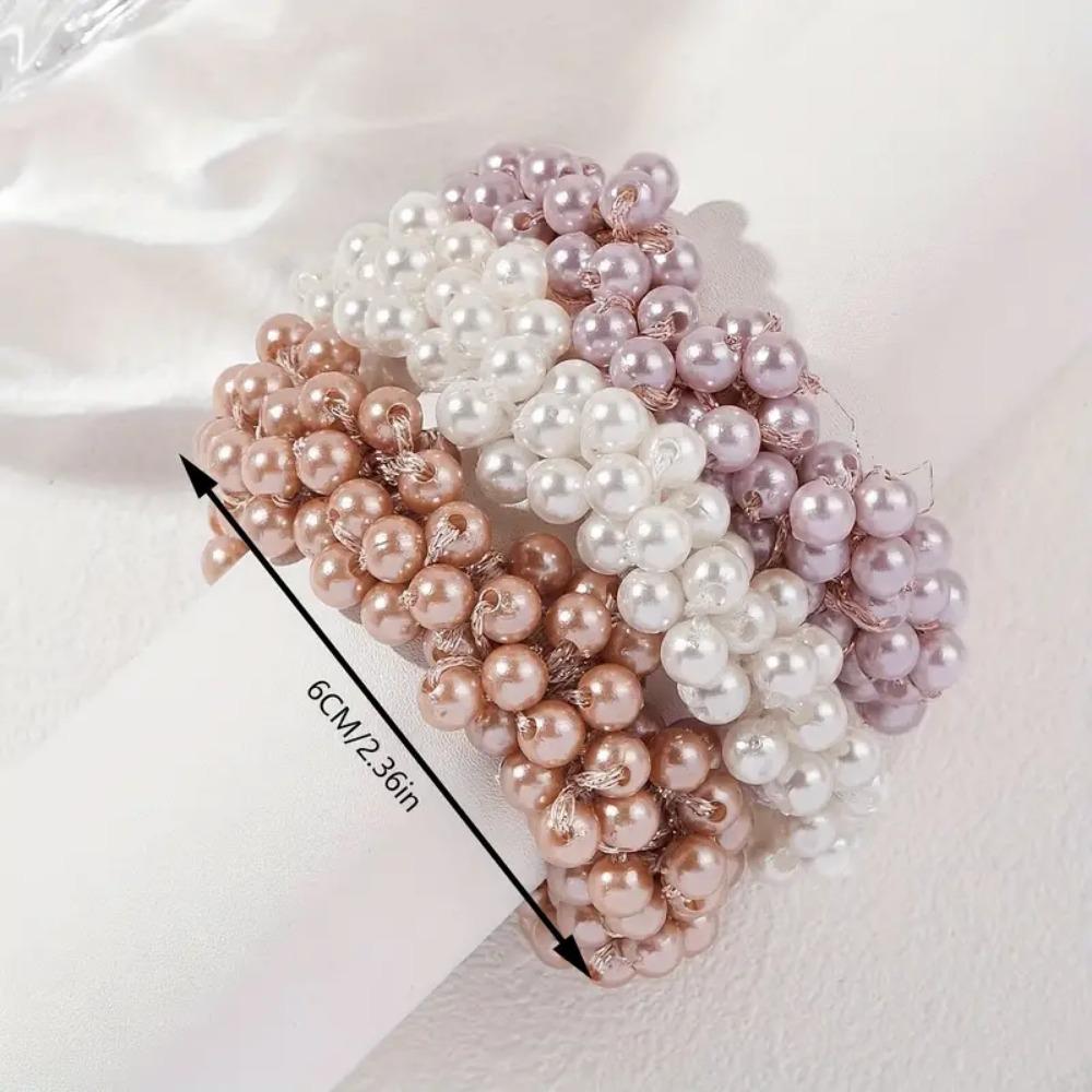 1/3pcs Woman Elegant Pearl Hair Ties Beads Girls Bow Scrunchies Rubber Hairbands Ponytail Holders Hair Accessories Elastic Hair Bands
