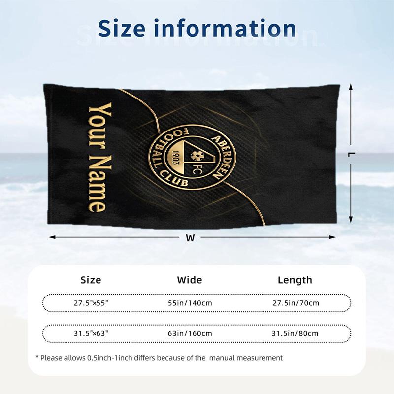 Beach Towel Aberdeen FC Print Custom Name Text Soft Towel for Swimming Pool