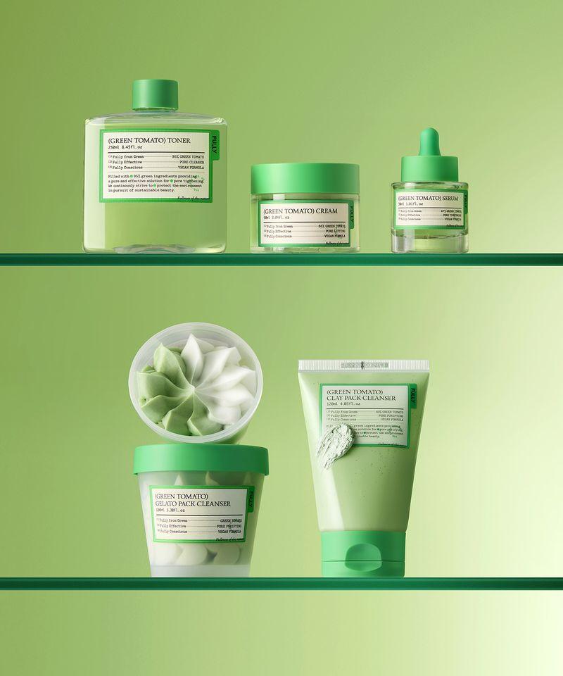 [5-Piece Set] Green Tomato Clay Pack Cleanser + Gelato Pack Cleanser + Toner + Serum + Cream