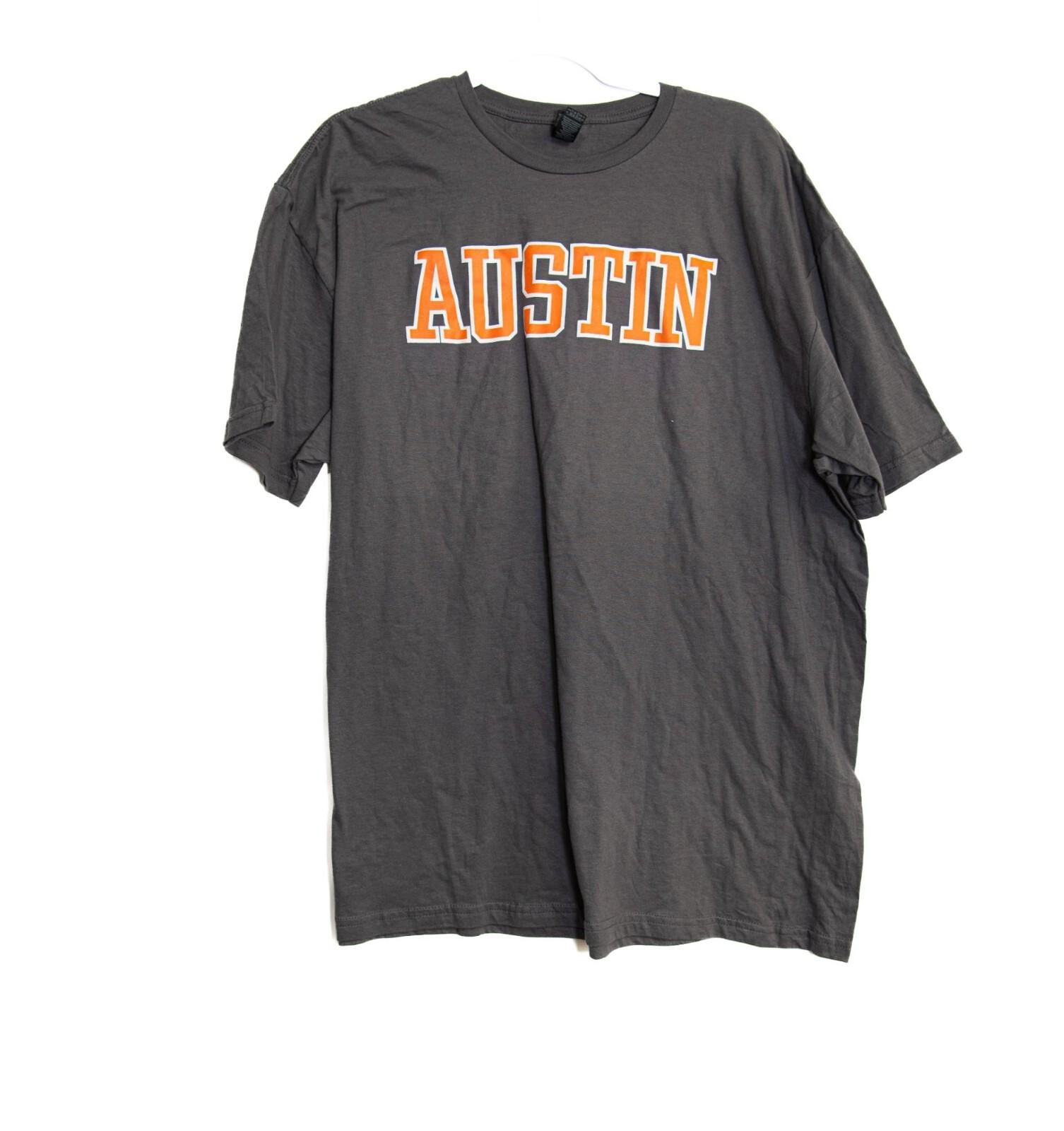 Austin Graphic Charcoal Gray T-Shirt Short Sleeve Unisex Crewneck 100% Cotton 2X XL