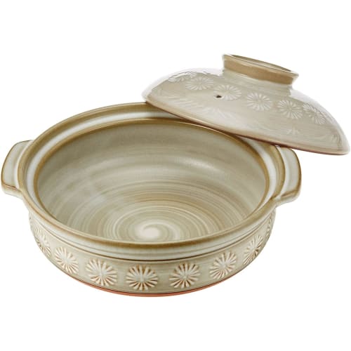 [Authentic] Banko Ware Ginpou Earthenware Pot (Deep Pot) No. 9, Serves 3-4, Hana Mishima, Direct Heat Compatible, Heat Retention, Made In Japan, Produ