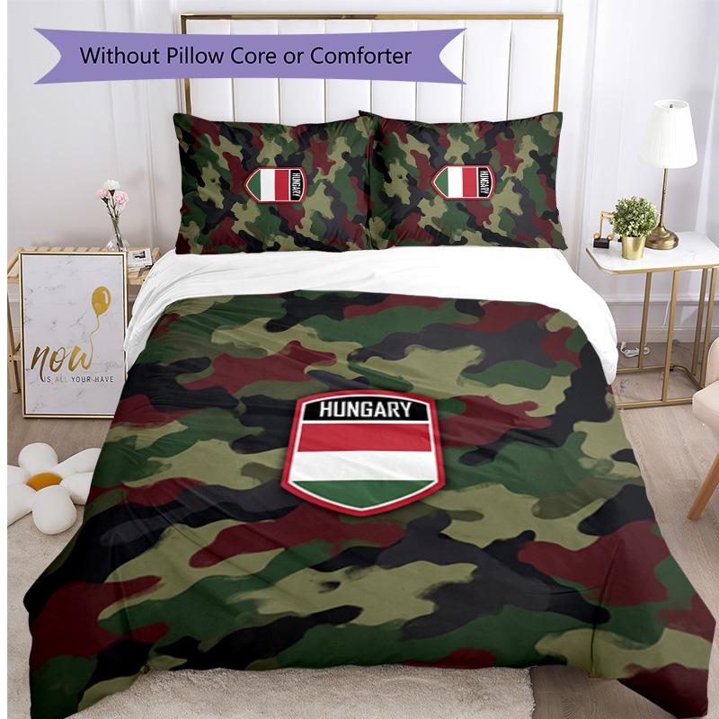 Set Biancheria da Letto Stampata Calcio Ungheria 3 Pezzi Copriletto Traspirante Accogliente come Regalo per Inaugurazione Casa o Festa