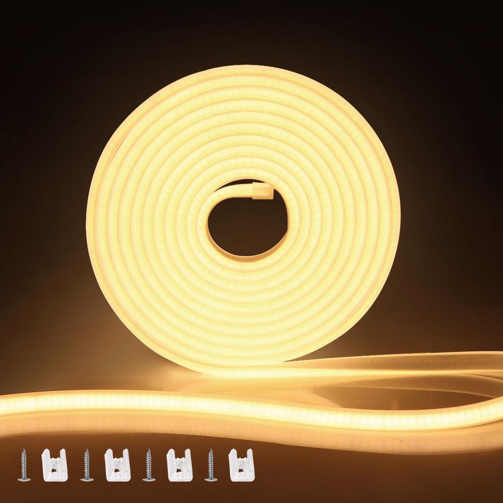 220V 1M-20M Neon LED Strip IP65 Waterproof LED Strip Indoor Outdoor Use with EU Plug Flexible Neon Light Strip for Room, Kitchen,DIY Decoration