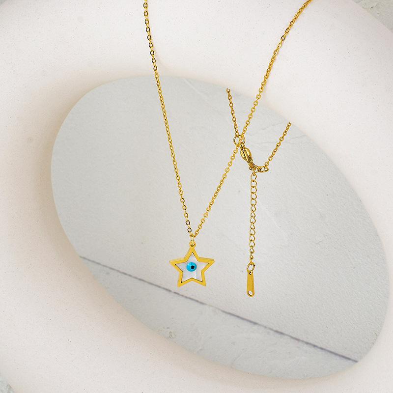 Titanium Titanium Steel Blue -eyed Shell Star Pendant Clavicle Chain Female Trendy Jewelry