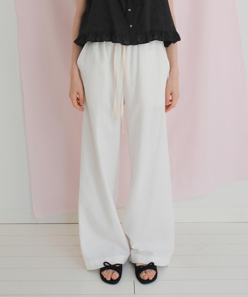 Moui Linen Banding Slacks (O/White)