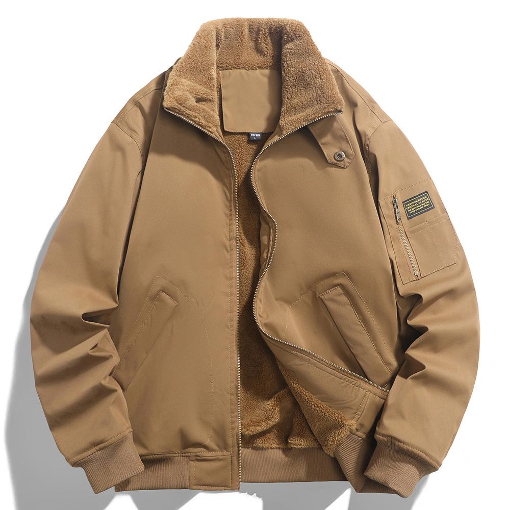 

Мужская осенне-зимняя толстая куртка с плюшевой подкладкой, уличная куртка-авиатор, хлопковая куртка M