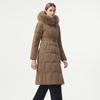 Tanbor Women's Long Goose Down Jacket with Detachable Fur Hood