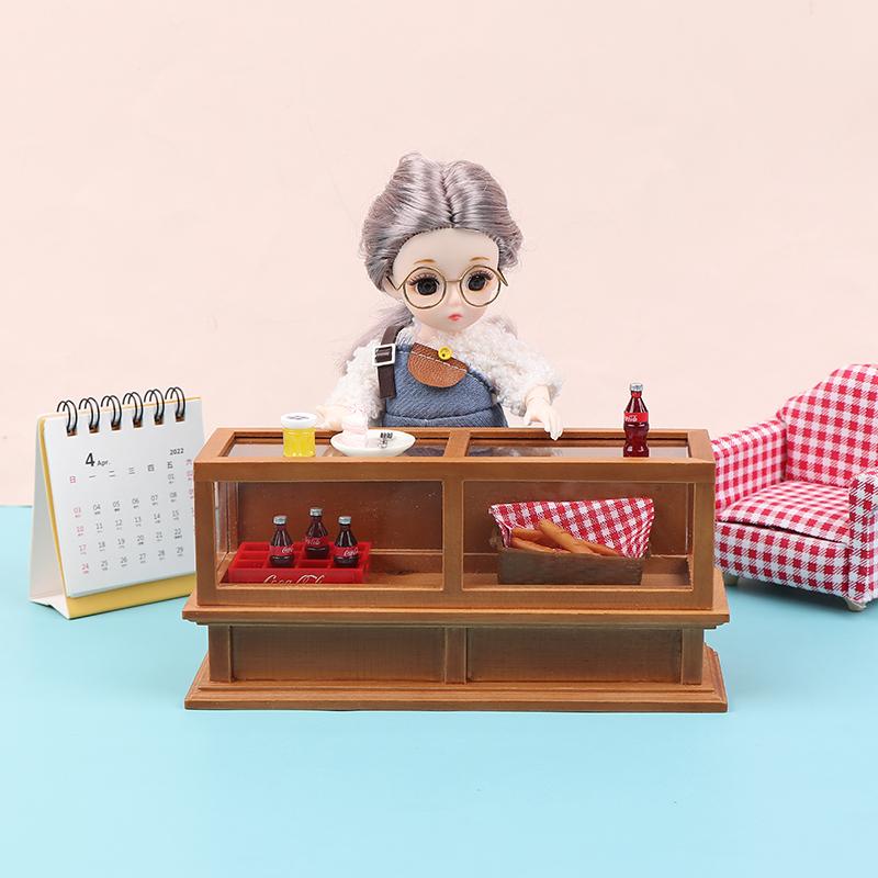 1:12 Dollhouse Miniature Wooden Display Cabinet Cake Candy Cabinet Storage Rack Organizer Display Shelf Stand Store Scene Model