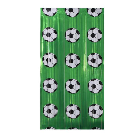 

Soccer Party Foil Fringe Curtain Decoration 3.28 x 6.56 Ft Green White Tinsel Streamers Backdrop Banner for Photo Booth Props Sports Themed Party 1pc