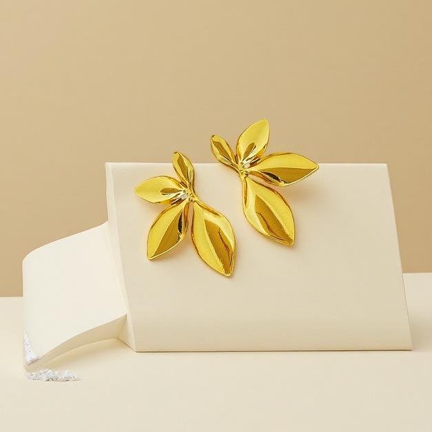 Retro Edelstahl Blumenstecker für Damen - Poliertes Unregelmäßiges Blütenblattdesign