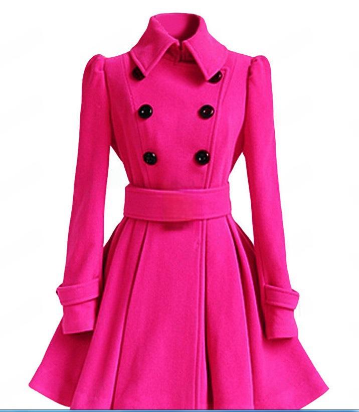 2018 Slim Fit European & American Women's Long Wool Coat with Belt
