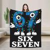 Brainrot Italian Meme Funny Six Seven  Plush Flannel Throw Blanket for Couch Chair Super Warm Bedspread