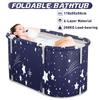 120CM Folding Bathtub Spa Bathtub Adult Children Swimming Pool Portable Plastic Bathtub Bath Bucket Insulation Bathing Bath Tub Double Drain 6 Layer