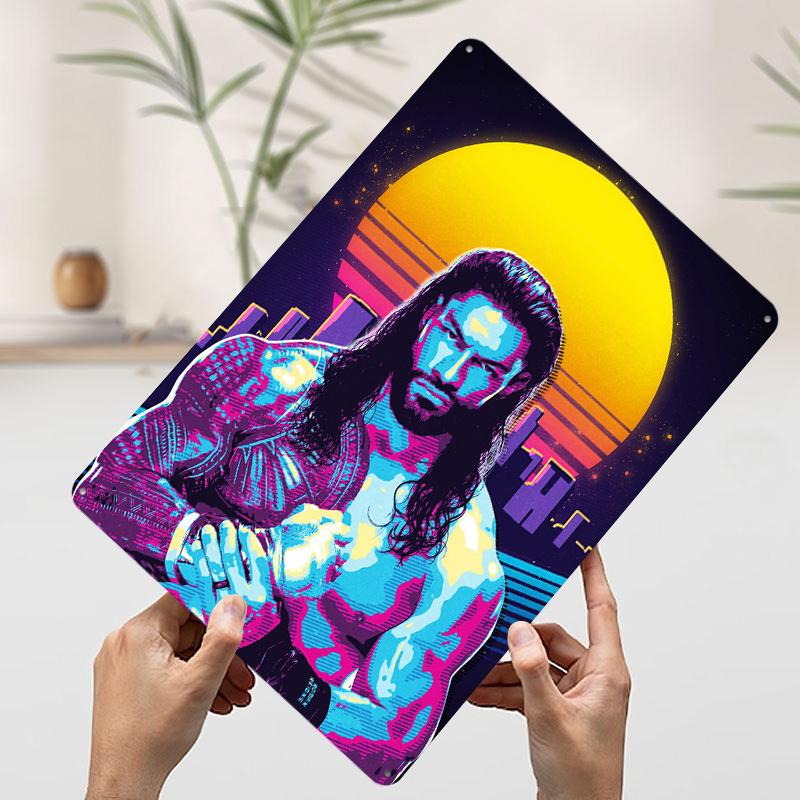 Roman Reigns Retro Art Printed Poster Customized Wall Art Retro Vintage Metal Tin Signs for Home Decoration Aesthetic Desk Decor
