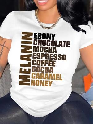 Modisches, lässiges weißes Damen-T-Shirt mit mehreren markanten Designs, Rundhalsausschnitt, kurze Ärmel