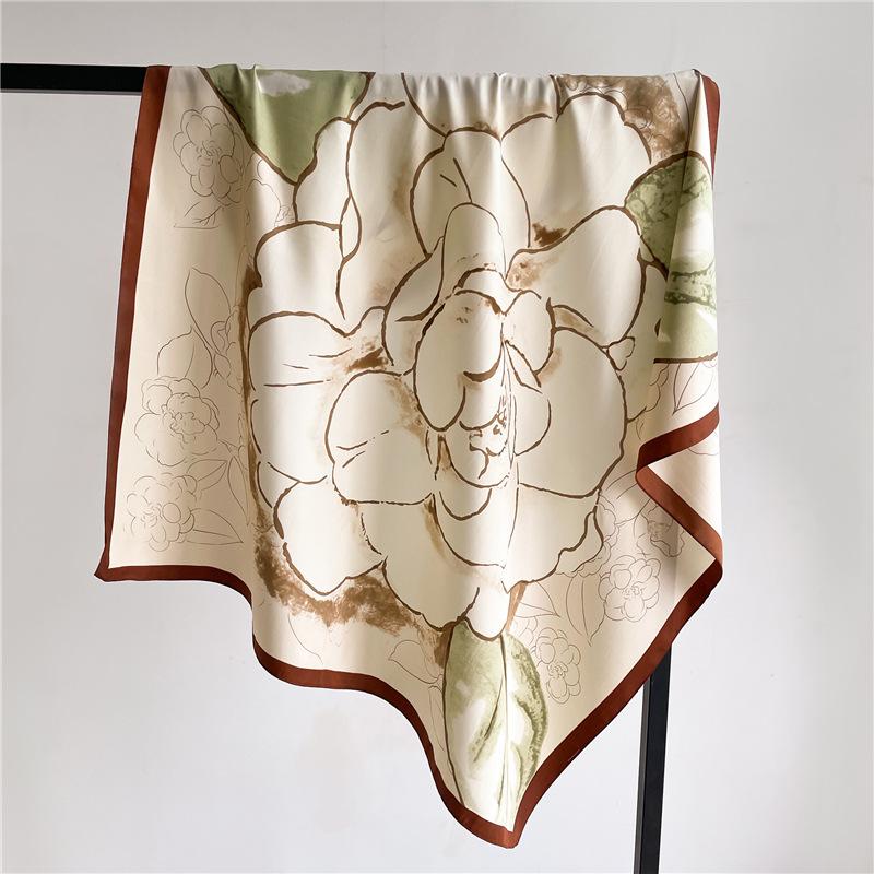 

Luxury Brand Square Scarf For Women Design Shawl Wrap 90cm Print Twill Silk Women Hijab Female Foulard Headband Bandana