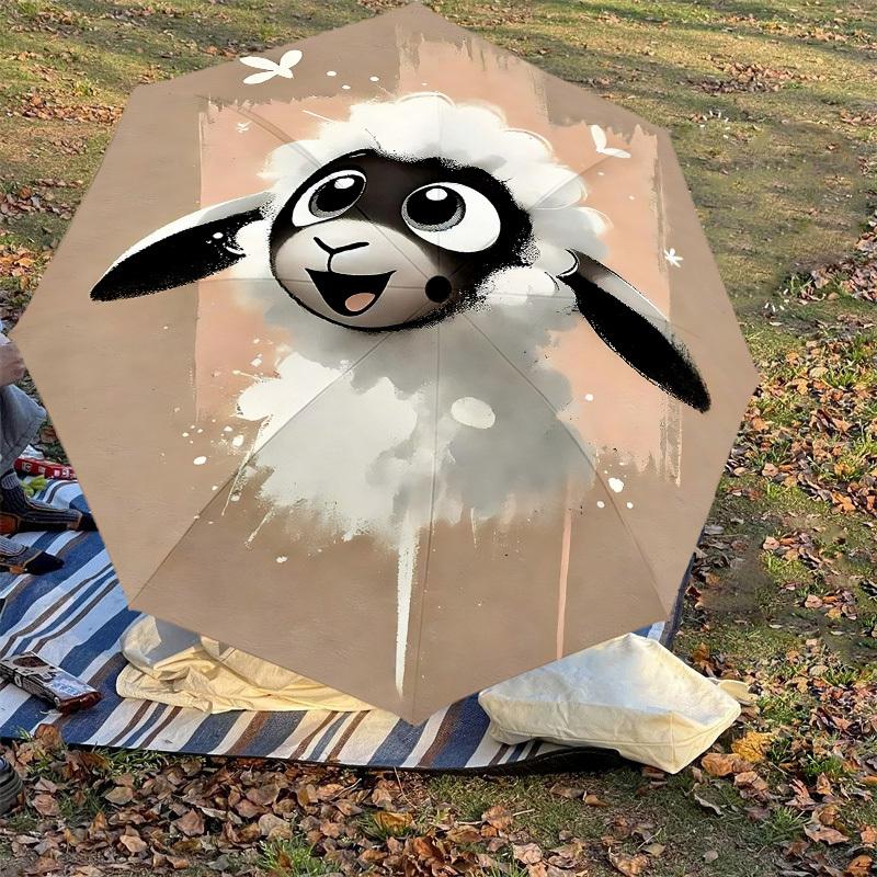 1PC Sheep Flower Automatic Open/Close Umbrella with Windproof, 8-Rib Sturdy Canopy, Durable Ribs, Fashionable Design1328A