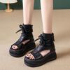 Women's 2025 Summer Trendy Platform Wedge Sandals - Genuine Leather, Fish Mouth Design, Thick Sole, Roman Style