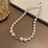 Short collarbone chain choker double-layer necklace simple pearl necklace women's niche design collar accessories sense versatile