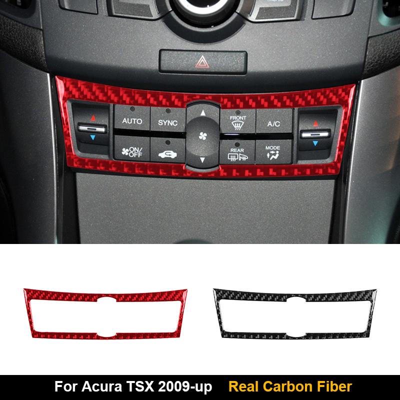 Central climate control panel cover real carbon fiber sticker, interior modification accessories For Acura TSX 2009 and up