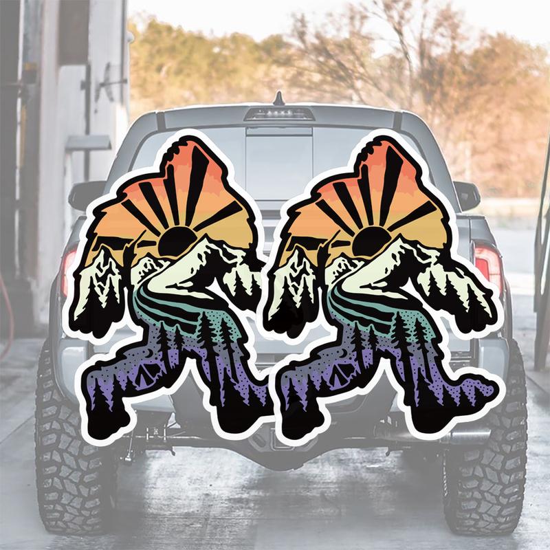 Bigfoot Stickers Forest Mountain Sasquatch Decals for Universal Auto Body and Window Off-Road Decorative Accessories(2PCS)