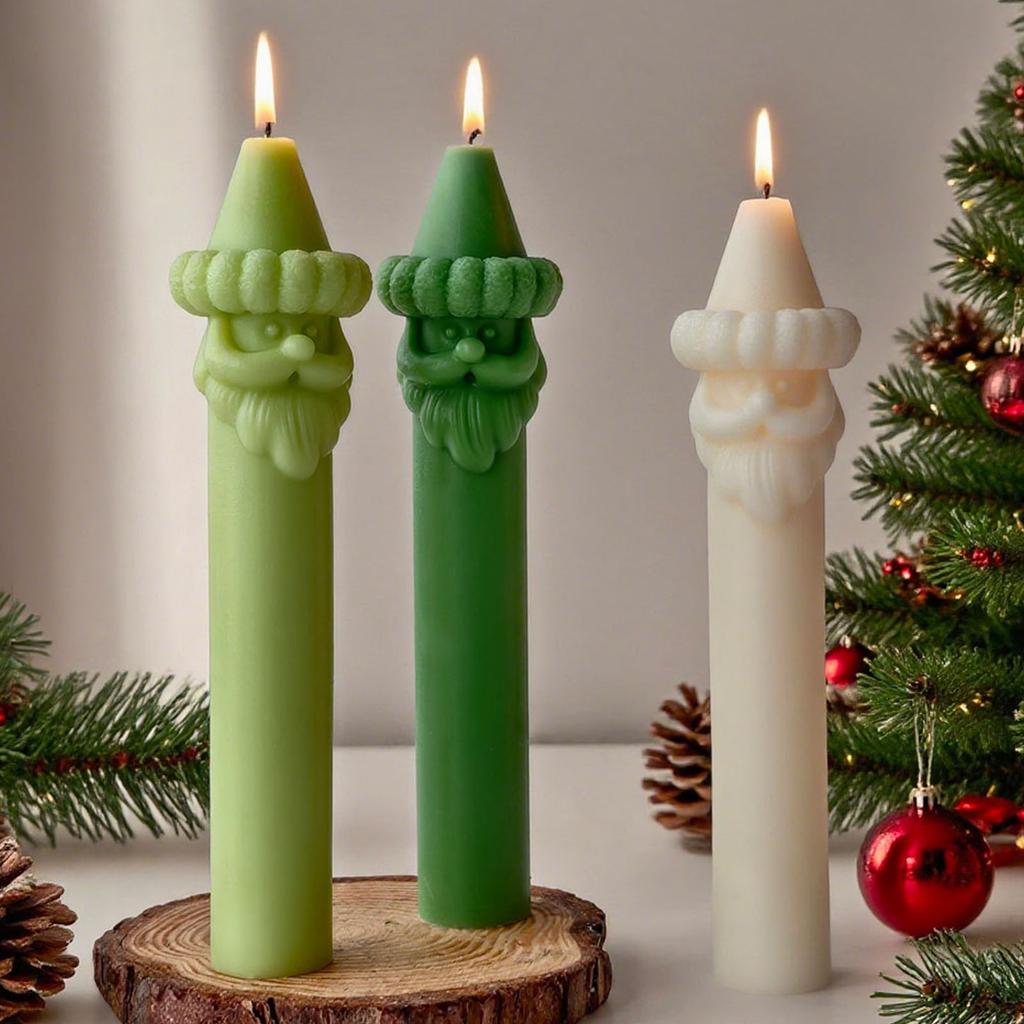 Santa Clause Pillar Candle Silicone Mold For Holiday Decoration Christmas Candle Silicone Mold for Making Candle Soap