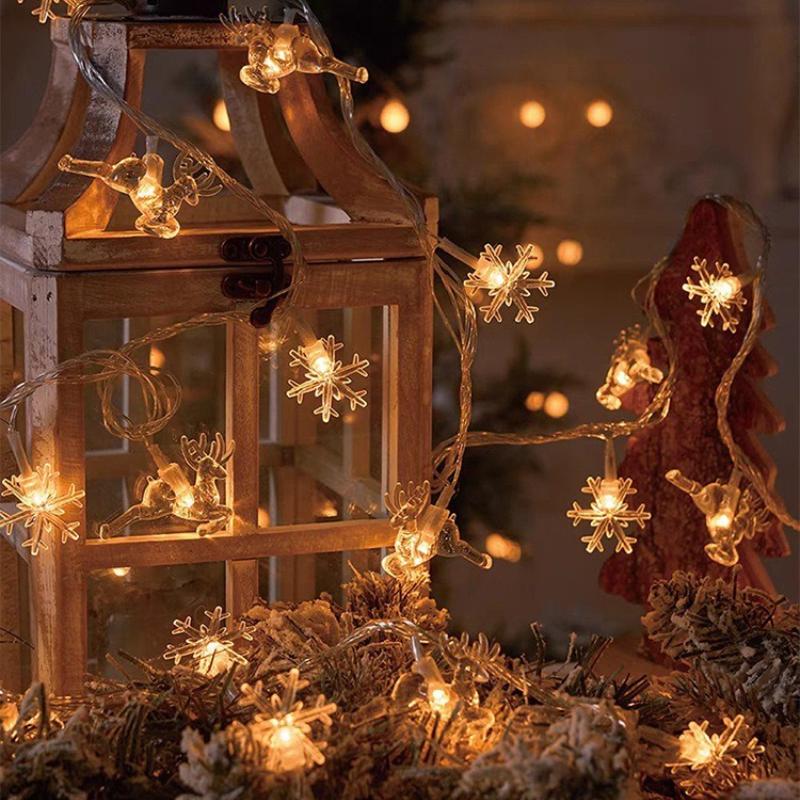 Christmas Snowflake Deer String Lamp,for Christmas,Thanksgiving,New Year,family,parties,bedrooms,wedding decorations,Snowflake Deer Taming Lamp
