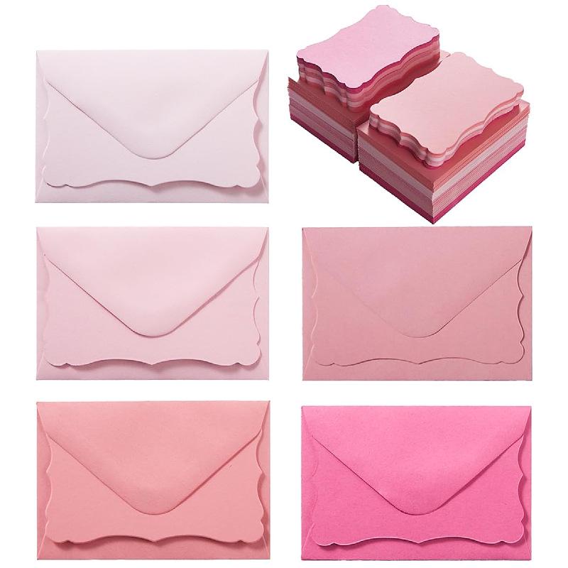Mini Colorful Envelope and Wave Card Set: Pink, Blue, Green Cards
