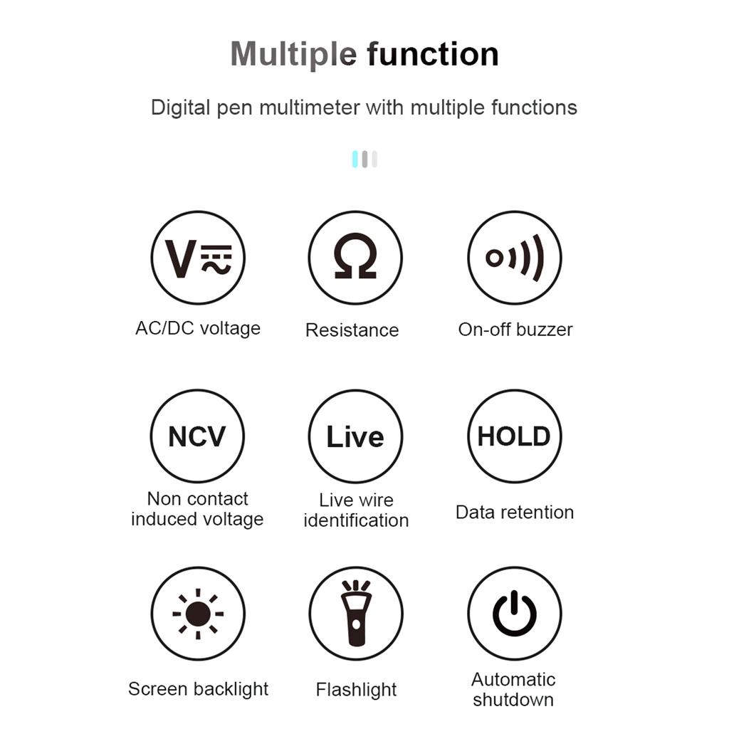 Multimeter Tester Smart Pen Type Voltage Detector DC AC Capacitance Pen Electric Teste Meter Tool Diode Continuity Meter