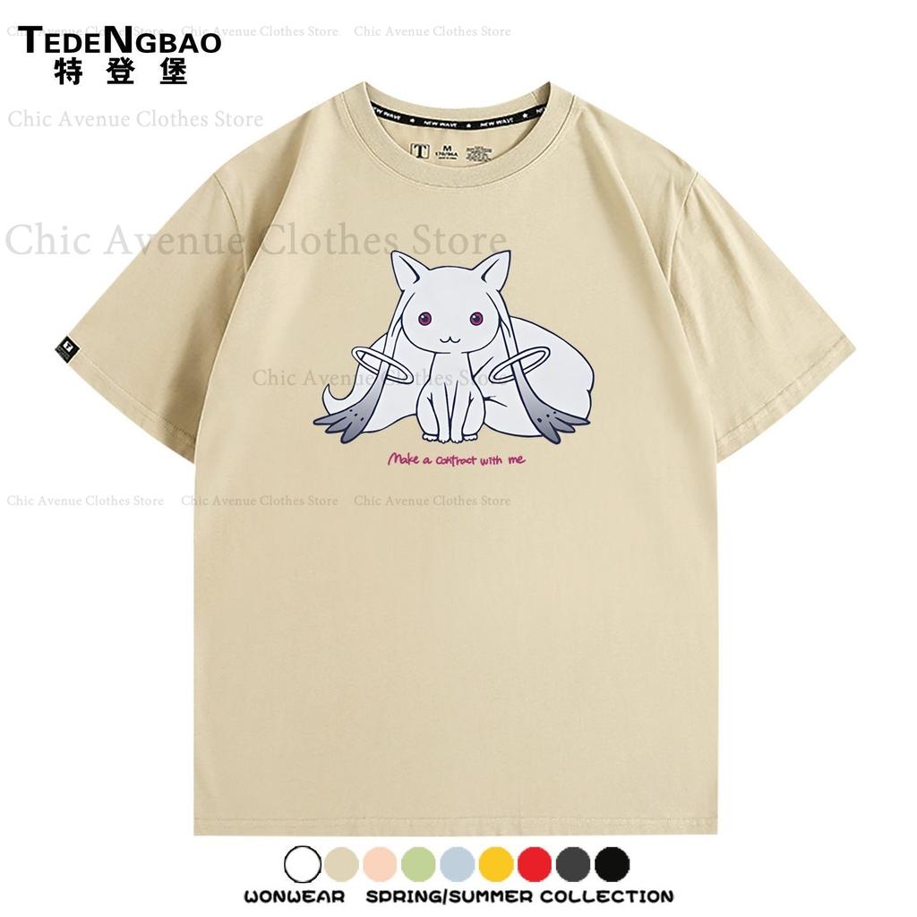 Anime Magica Quartet Kawaii Incubator Print Tshirt for Girl Summer Tops Cotton Short Sleeve Tee Tshirt Daily Clothing