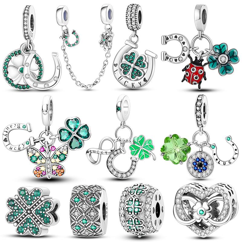 Charms Copper Four Leaf Clover Series Pendant Charm Beads Fits 3Mm Bracelets Necklace Women Luxury Diy Jewelry Festival Gift